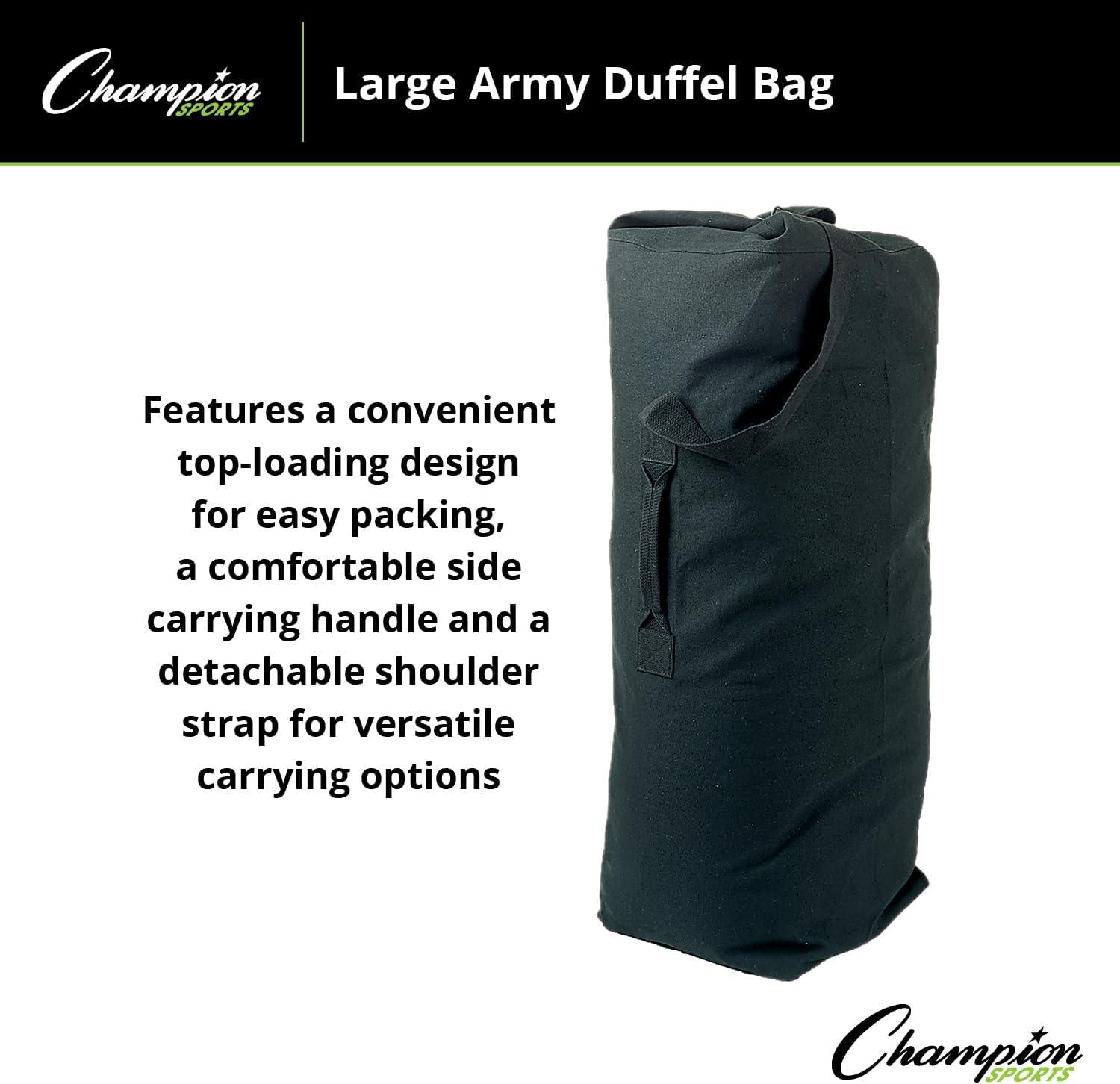 image:imageChampion Sports 22 Oz Top Loading Large Canvas Duffel Bag with Strap and Carry Handle