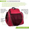 Champion Sports 600 Denier® Deluxe Top Loading All Purpose Backpack with Inner & Outer Pockets – Adjustable Straps & Carry Handle – 19″Lx18″Wx10″H – Red