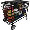 Champion Sports Ultimate Lockable Ball Locker – Heavy Duty Powder Coated Steel Ball Locker with Swivel Caster and Rear Wheels – Hinged Lid – Holds Up to 30 Balls – Black