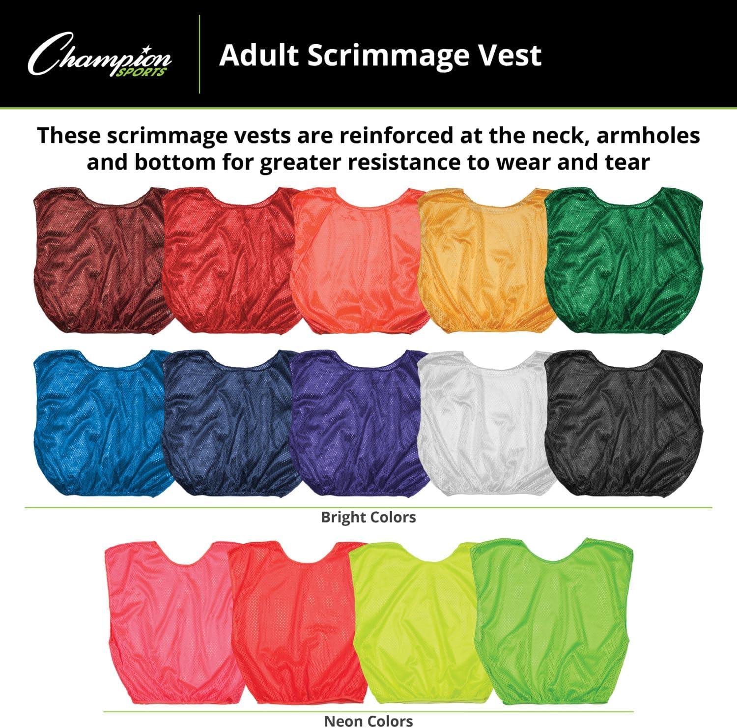 image:imageChampion Sports unisexadult Mesh Practice Scrimmage Vest Regular and Numbered Youth and Adult Pack of 12Neon Green
