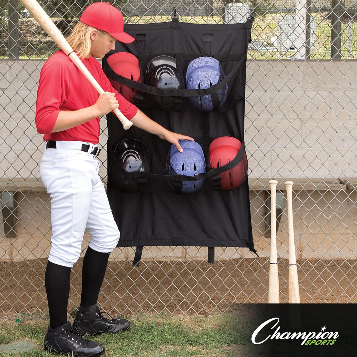 image:imageChampion Sports BaseballSoftball Equipment Bags Bat amp Helmet Bags Hanging Dugout Organizers Travel Caddies amp Backpacks Multiple Styles for Teams Coaches amp Players8 Helmets Hanging Helmet Bag 32