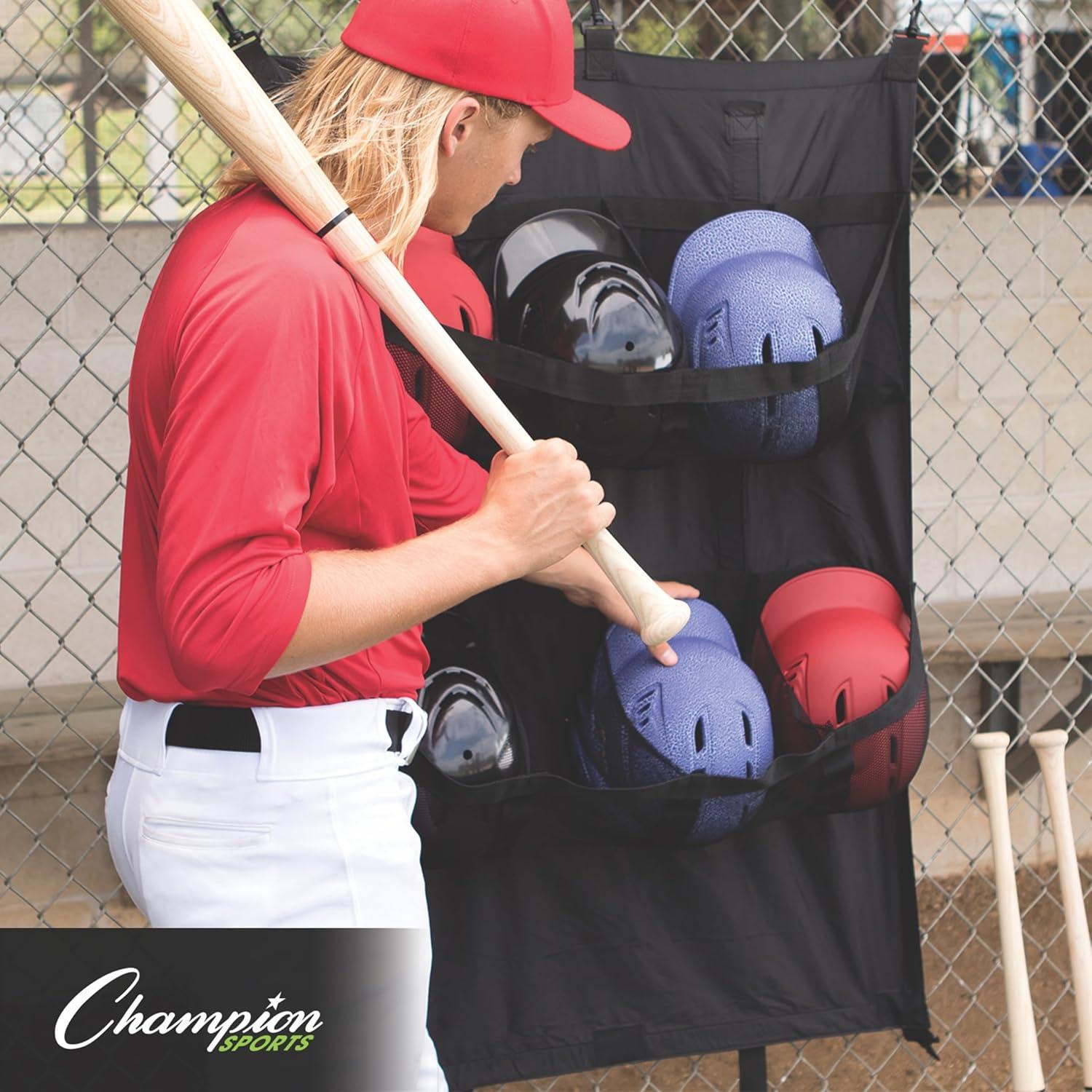 image:imageChampion Sports BaseballSoftball Equipment Bags Bat amp Helmet Bags Hanging Dugout Organizers Travel Caddies amp Backpacks Multiple Styles for Teams Coaches amp Players8 Helmets Hanging Helmet Bag 32