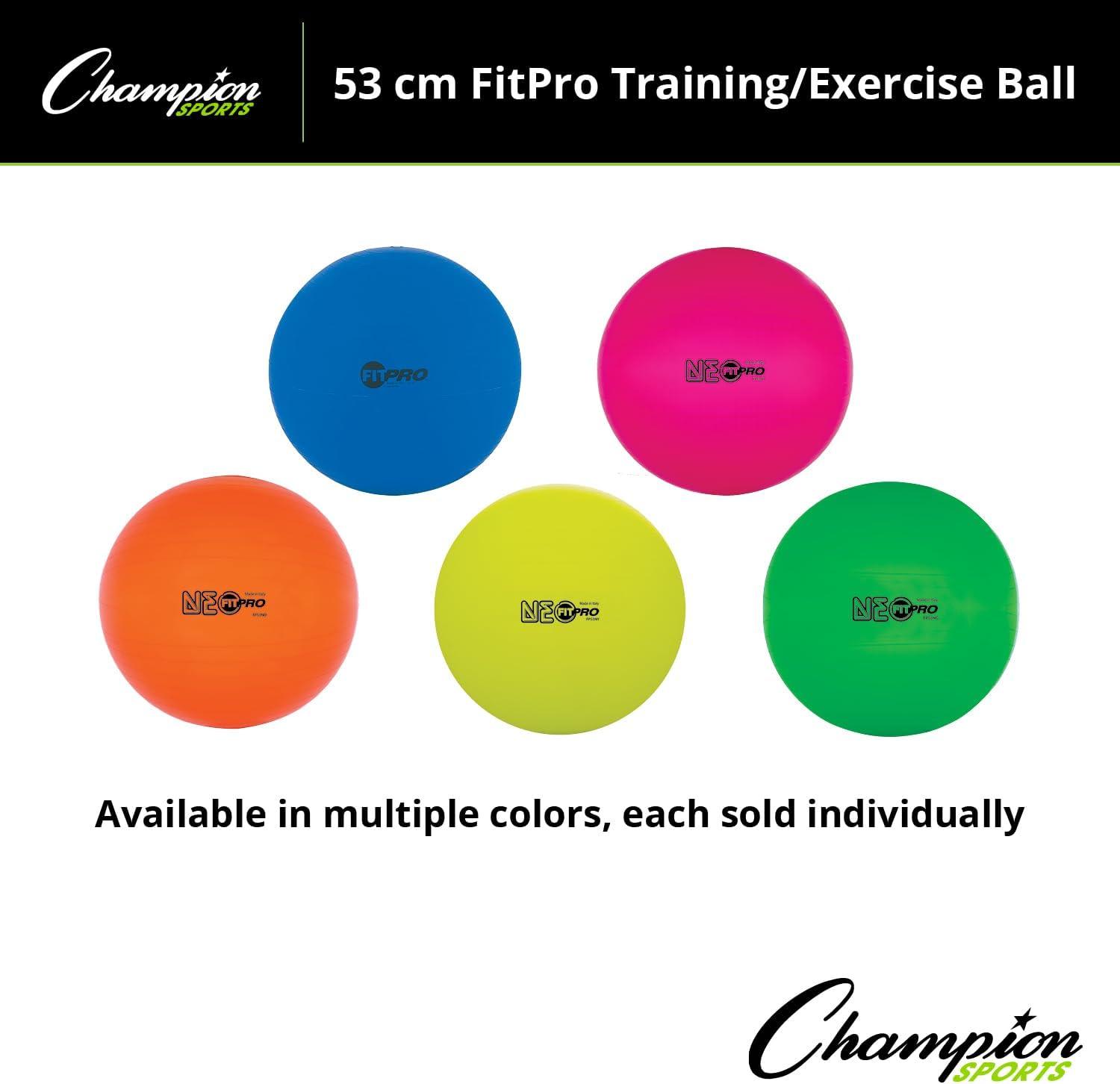 image:imageChampion Sports Exercise Stability Balance Ball 52 cm Blue Premium Quality PopResistant Gym Medicine Balls for Strength and Core Training Rehab Workout Pilates Pregnancy Stretching