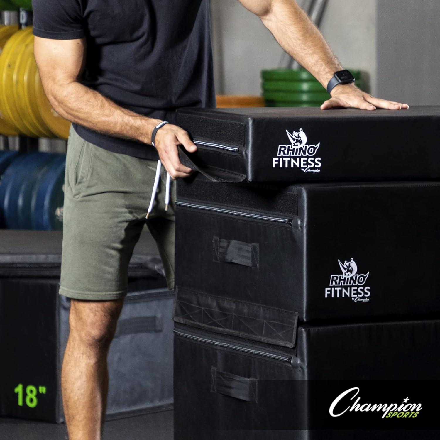 image:imageChampion Sports Foam Plyometric Box Black Durable Jump Boxes for Training with Handles Hook and Loop Flaps Stackable Plyo Box Jumps for Gym Multiple SizesSingle Box 3 Black