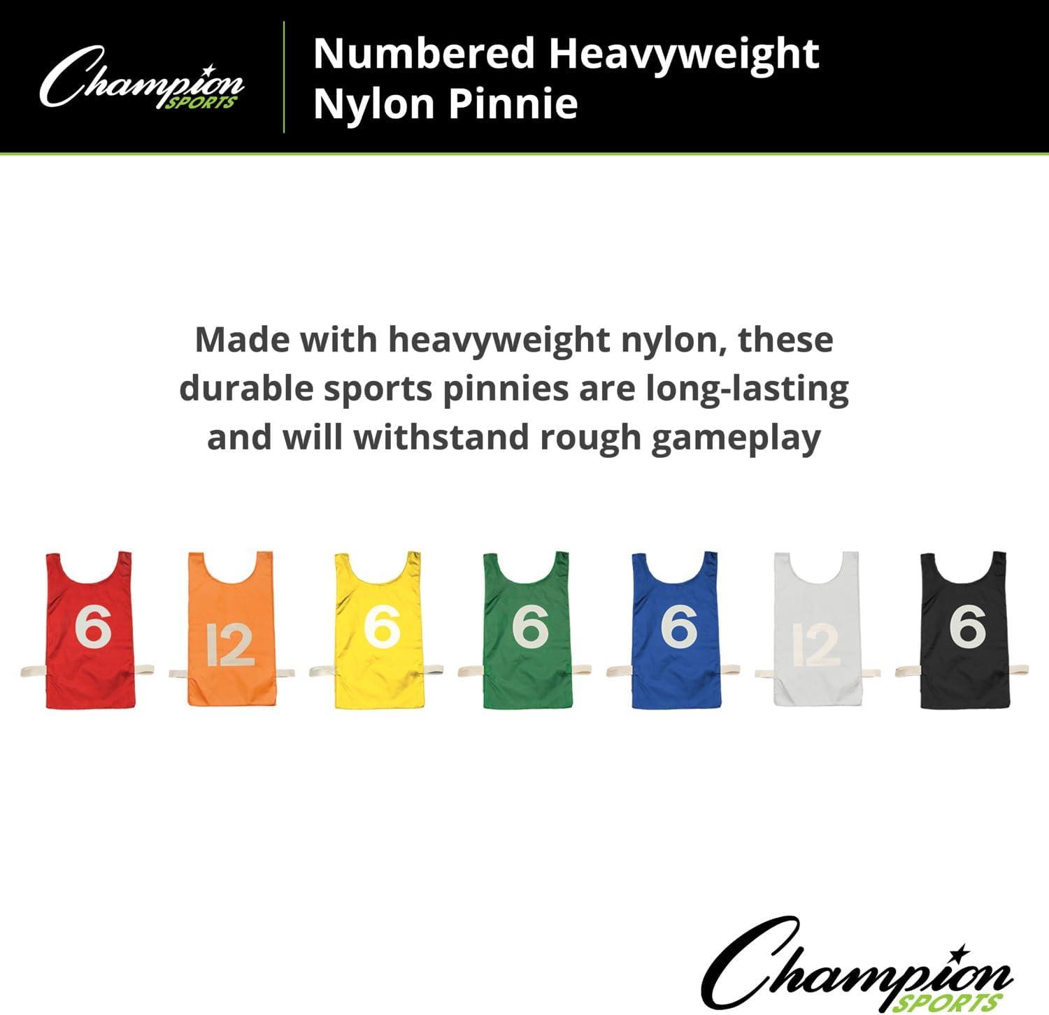 image:imageChampion Sports Heavyweight Numbered Nylon Pinnie Blue Pack of 12