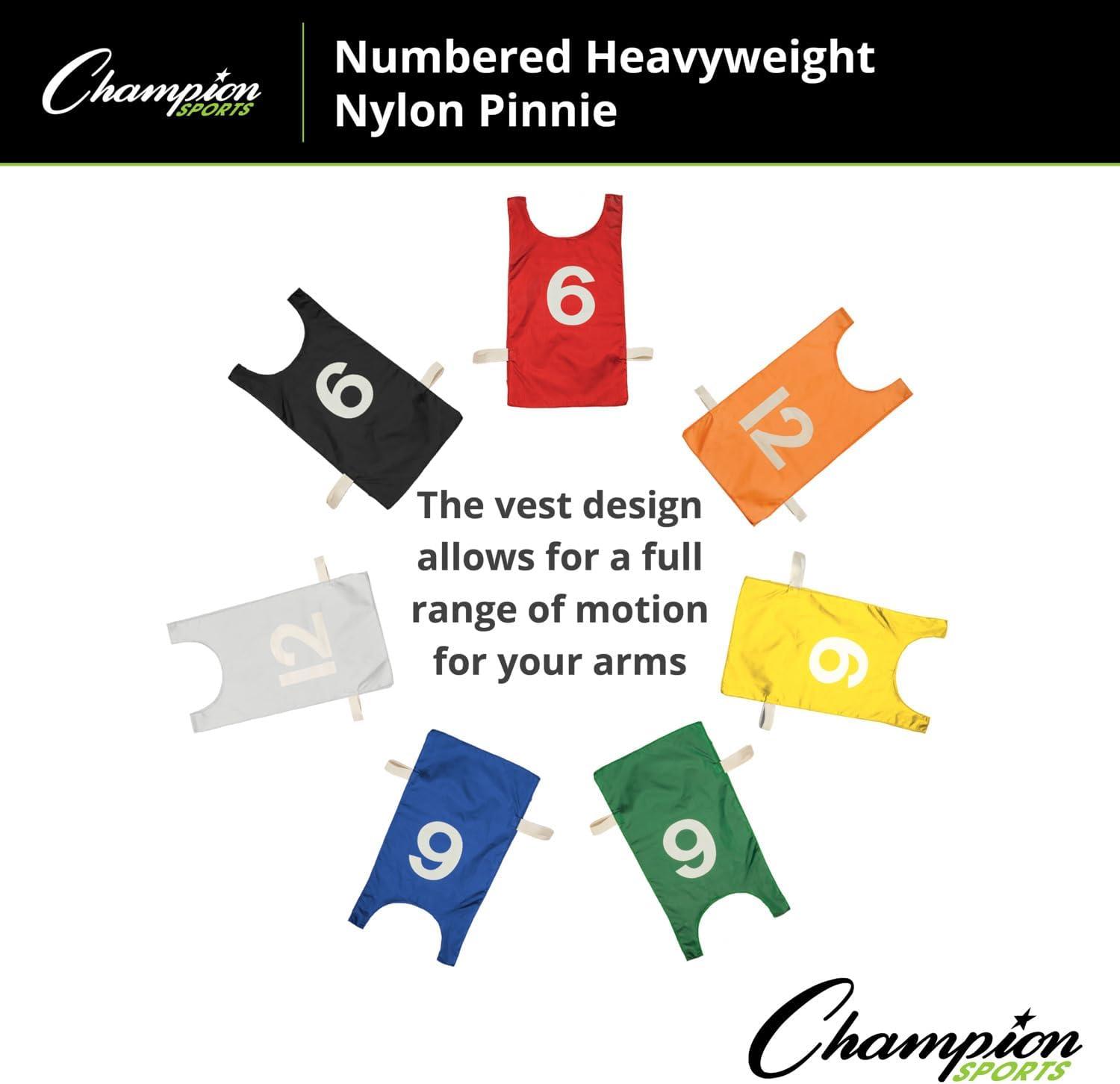 image:imageChampion Sports Heavyweight Numbered Nylon Pinnie Yellow Pack of 12