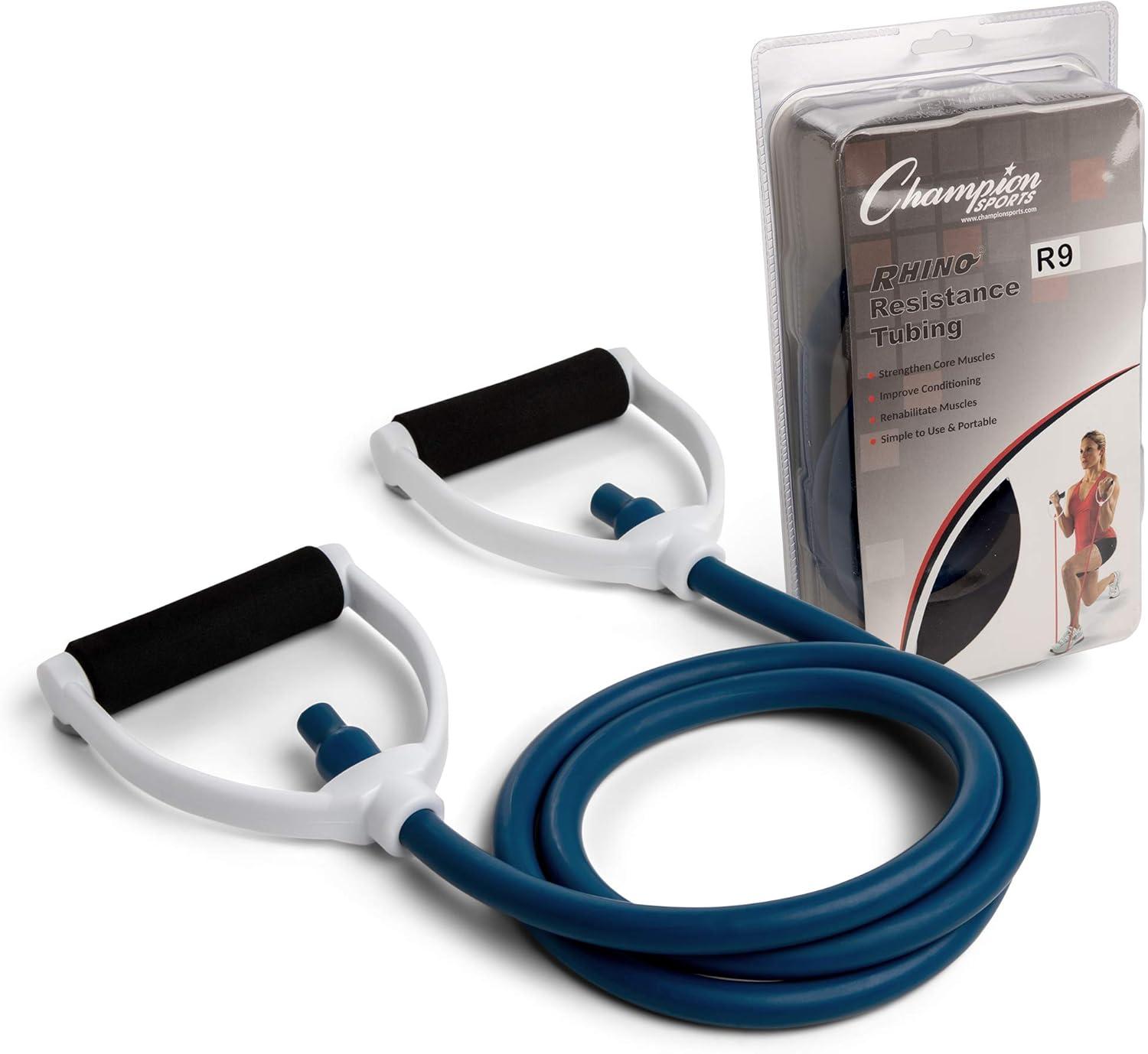 image:imageChampion Sports Resistance Tube Bands for Men and Women Durable Stretch Fitness Band for Strength Training Stretching Rehabilitation Premium Home Workout Equipment 90 Lbs Resistance TubingBlue