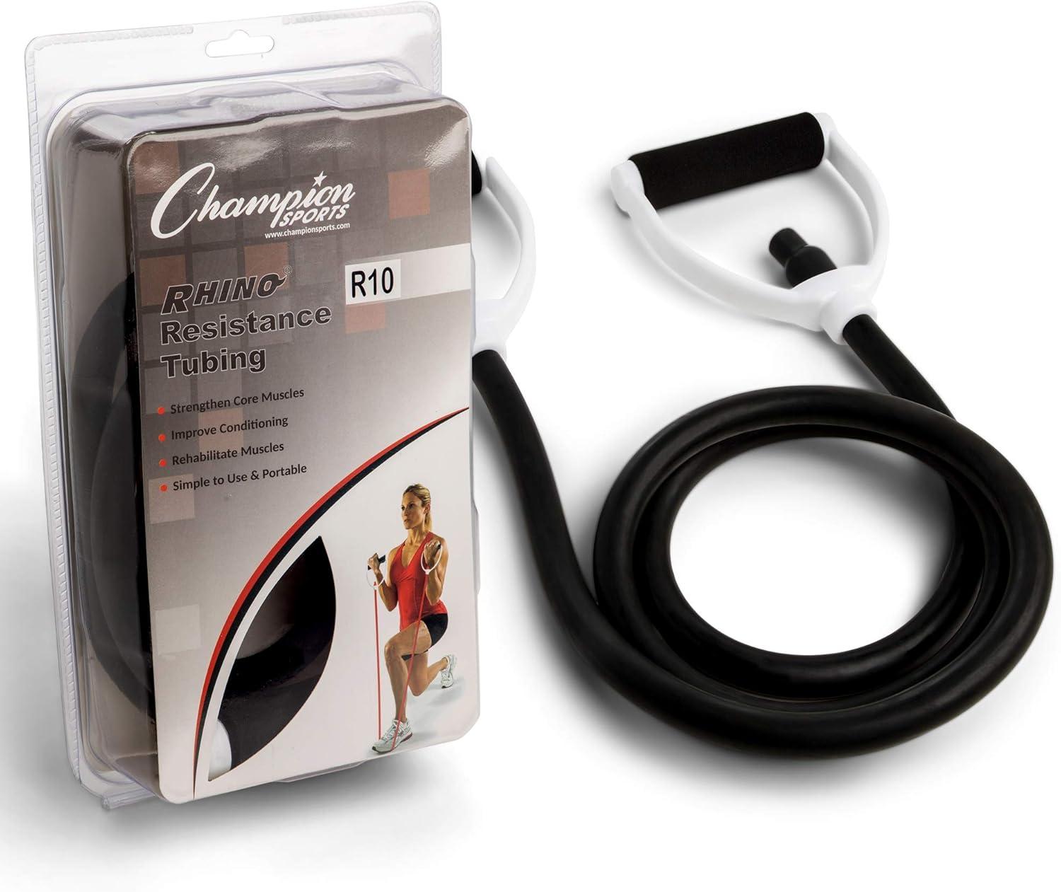 image:imageChampion Sports Resistance Tube Bands for Men and Women Durable Stretch Fitness Band for Strength Training Stretching Rehabilitation Premium Home Workout Equipment 100 Lbs Resistance TubingBlack