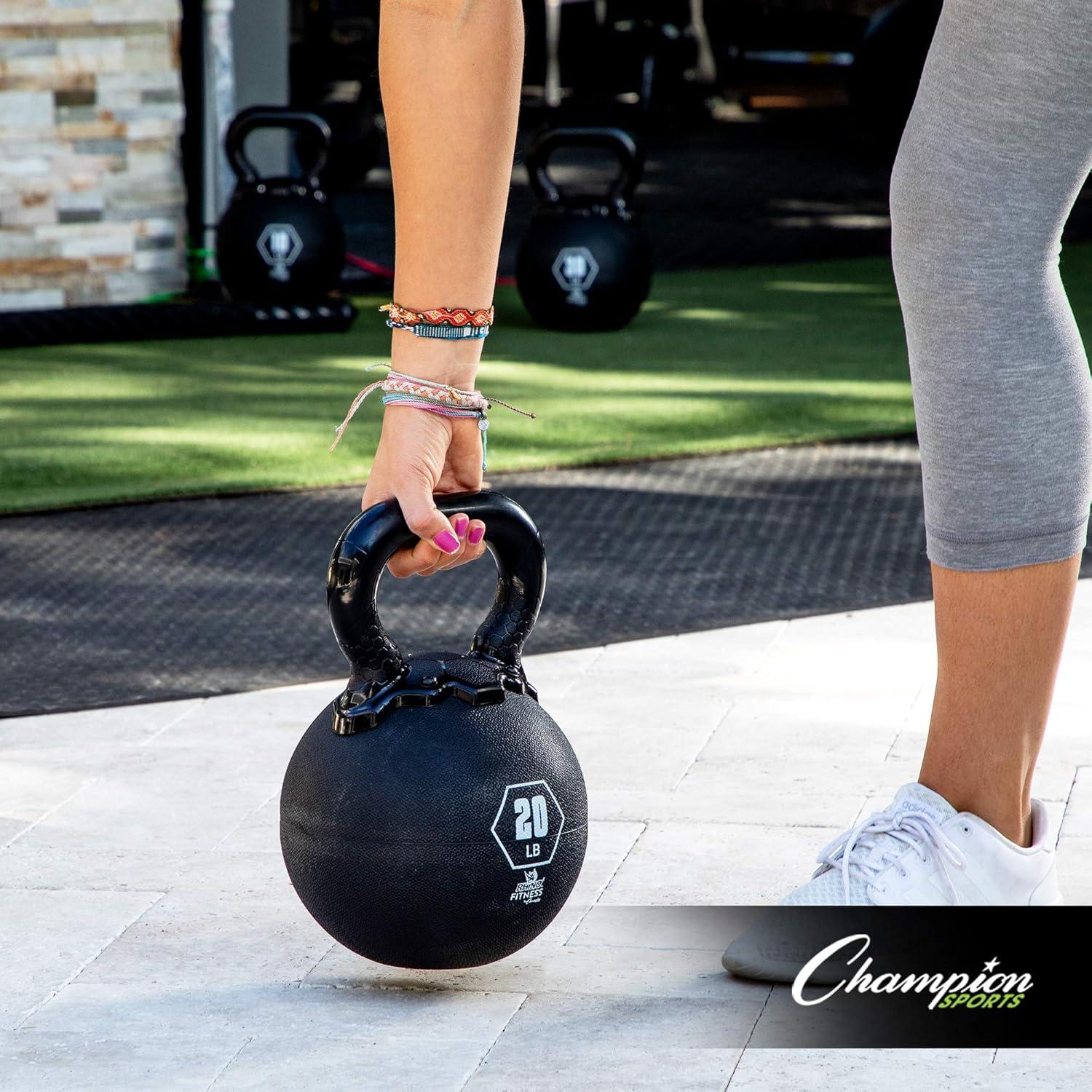 image:imageChampion Sports Rhino Kettlebell Rubber Weights Black Premium Strength Training Equipment Multiple Weights15 Pounds