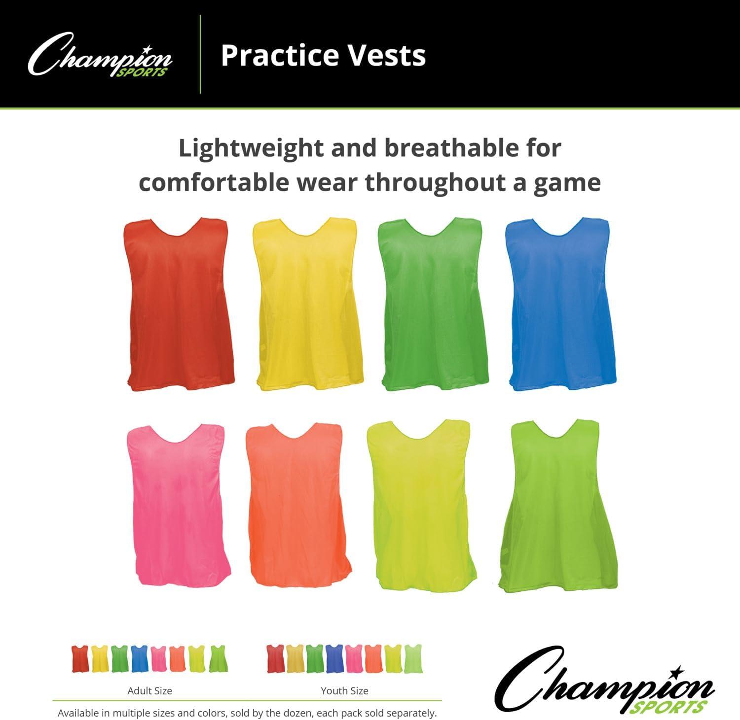 image:imageChampion Sports Solid Mesh Youth Practice Vest Blue Pack of 12