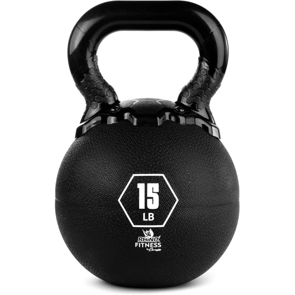 image:imageChampion Sports Rhino Kettlebell Rubber Weights Black Premium Strength Training Equipment Multiple Weights15 Pounds
