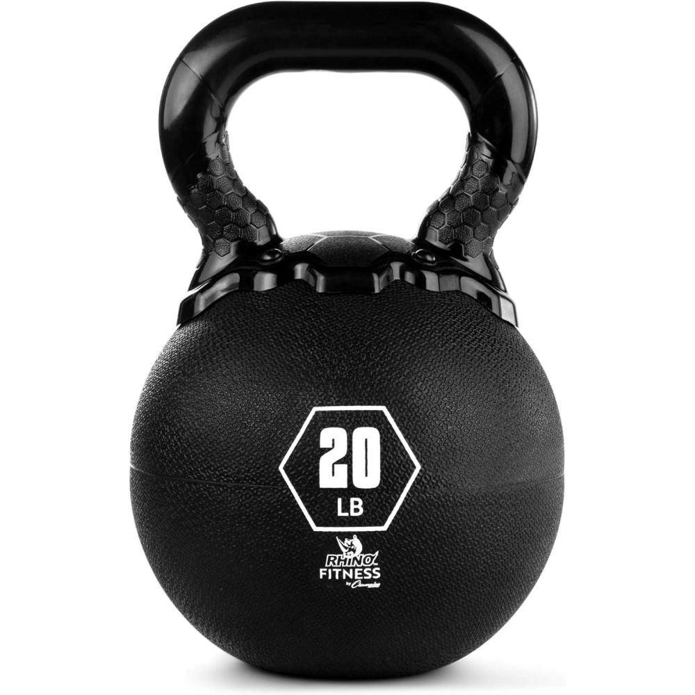 image:imageChampion Sports Rhino Kettlebell Rubber Weights Black  Premium Strength Training Equipment  Multiple Weights20 Pounds