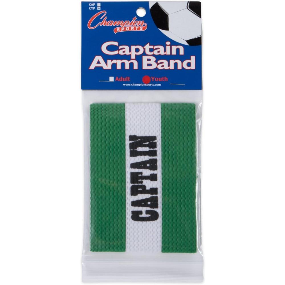 image:imageChampion Sports Youth Captains Arm Band Green Unisex Woven Elastic Nylon Captain Arm Bands for Soccer Football Basketball and More Premium Team Sports Accessories for Kids