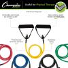 Champion Sports Resistance Tube Bands for Men and Women, Extra Light to Super Heavy Resistance – Durable Fitness Band for Strength Training, Stretching, Rehabilitation – Premium Home Workout Equipment(Black)