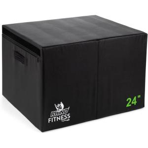 Champion Sports Foam Plyometric Box, Black – Durable Jump Boxes for Training with Handles, Hook and Loop Flaps – Stackable Plyo Box Jumps for Gym – Multiple Sizes(Single Box – 24″ (Black))