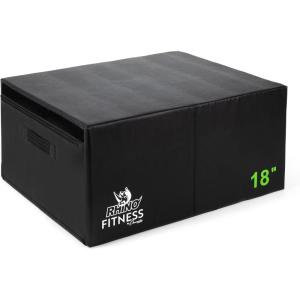 Champion Sports Foam Plyometric Box, Black – Durable Jump Boxes for Training with Handles, Hook and Loop Flaps – Stackable Plyo Box Jumps for Gym – Multiple Sizes(Single Box – 18″ (Black))