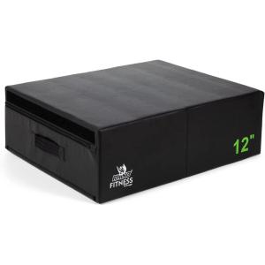 Champion Sports Foam Plyometric Box, Black – Durable Jump Boxes for Training with Handles, Hook and Loop Flaps – Stackable Plyo Box Jumps for Gym – Multiple Sizes(Single Box – 12″ (Black))