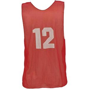 Champion Sports Numbered Mesh Youth Practice Vest, Red (Pack of 12)