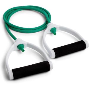 Champion Sports Resistance Tube Bands for Men and Women, 10 lbs – 100 lbs Resistance – Durable Stretch Fitness Band for Strength Training, Stretching, Rehabilitation – Premium Home Workout Equipment(Teal)