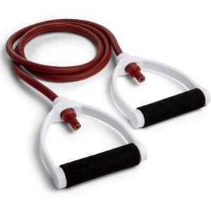 Champion Sports Resistance Tube Bands for Men and Women, Durable Stretch Fitness Band for Strength Training, Stretching, Rehabilitation- Premium Home Workout Equipment- 40 Lbs Resistance Tubing-Maroon