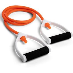 Champion Sports Resistance Tube Bands for Men and Women, Durable Stretch Fitness Band for Strength Training, Stretching, Rehabilitation- Premium Home Workout Equipment- 50 Lbs Resistance Tubing-Orange