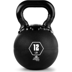 Champion Sports Rhino Kettlebell Rubber Weights, Black – Premium Strength Training Equipment – Multiple Weights(12 Pounds)