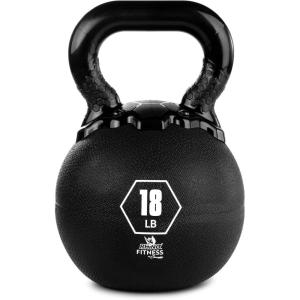 Champion Sports Rhino Kettlebell Rubber Weights, Black – Premium Strength Training Equipment – Multiple Weights(18 Pounds)