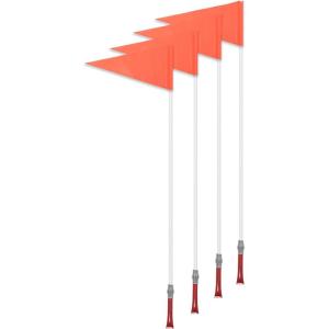Champion Sports Soccer Corner Flags – Set of 4, 60″ Poles with High-Visibility Nylon Flags for Indoor & Outdoor Field Marking(Orange Triangle Flag (Spring Loaded Base))