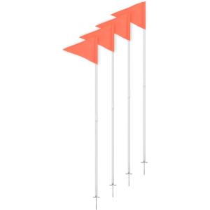 Champion Sports Soccer Corner Flags – Set of 4, 60″ Poles with High-Visibility Nylon Flags for Indoor & Outdoor Field Marking(Orange Triangle Flag (Two Piece w/ Ground Spikes))