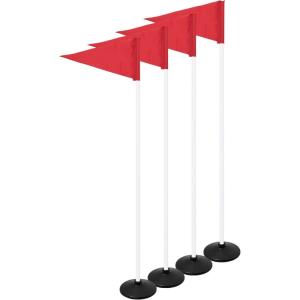 Champion Sports Soccer Corner Flags – Set of 4, 60″ Poles with High-Visibility Nylon Flags for Indoor & Outdoor Field Marking(Red Triangle Flag (9″ Diameter Rubber Base))