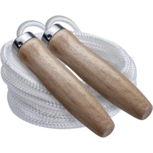 Champion Sports Wood Handle Jump Ropes – Durable Nylon or Leather Bearings – Skipping Rope, Fitness, Cardio Training, Agility, and Exercise Workouts(Heavyweight Nylon Ball Bearing (8.5 Ft))