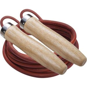 Champion Sports Wood Handle Jump Ropes – Durable Nylon or Leather Bearings – Skipping Rope, Fitness, Cardio Training, Agility, and Exercise Workouts(Heavyweight Leather Ball Bearing (9 Ft))