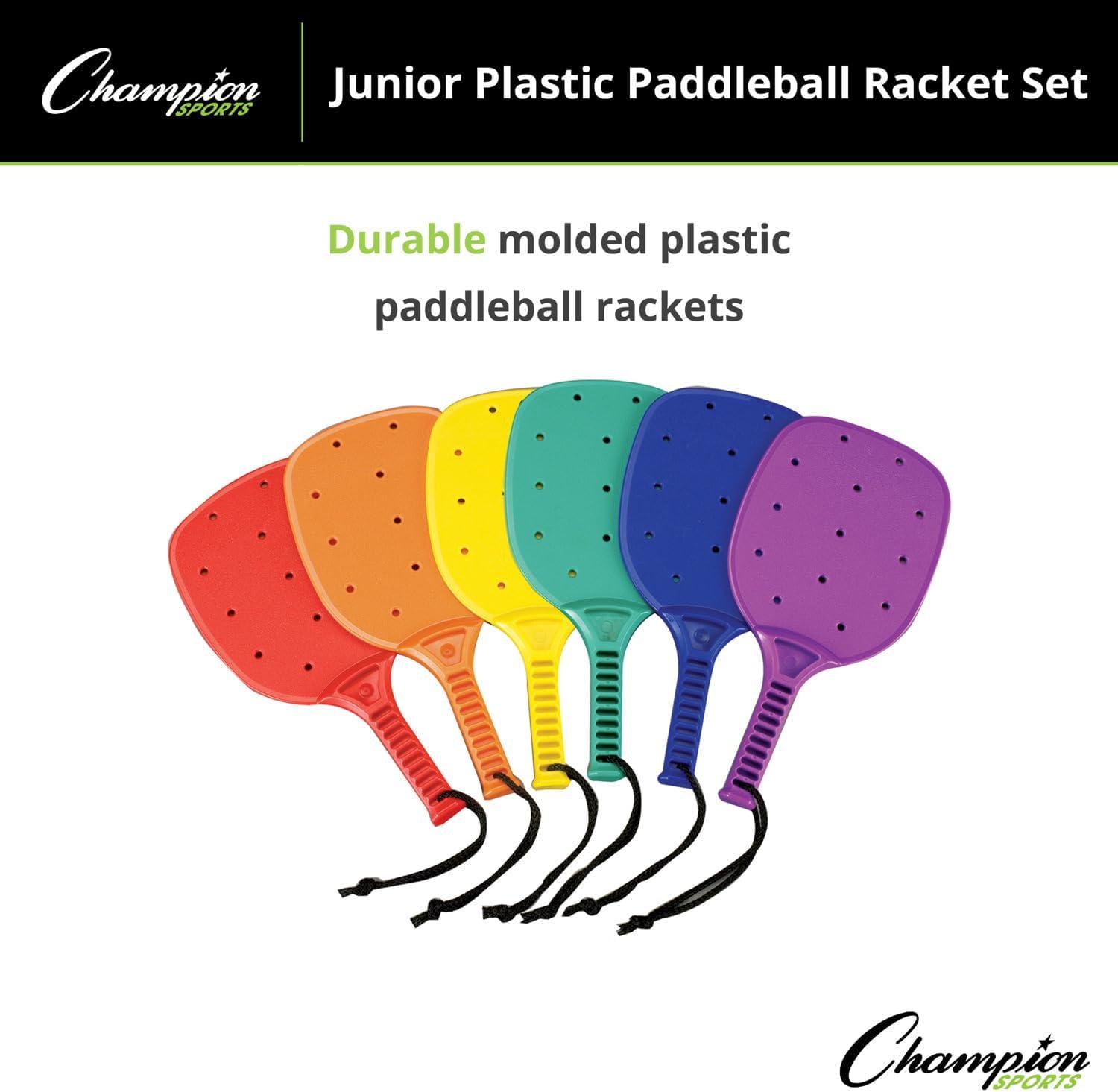 image:imageChampion Sports Plastic amp Foam Racket Sets Durable Lightweight Paddles for Youth Play amp PE Paddleball RacquetballJunior Plastic Paddleball Set of 6