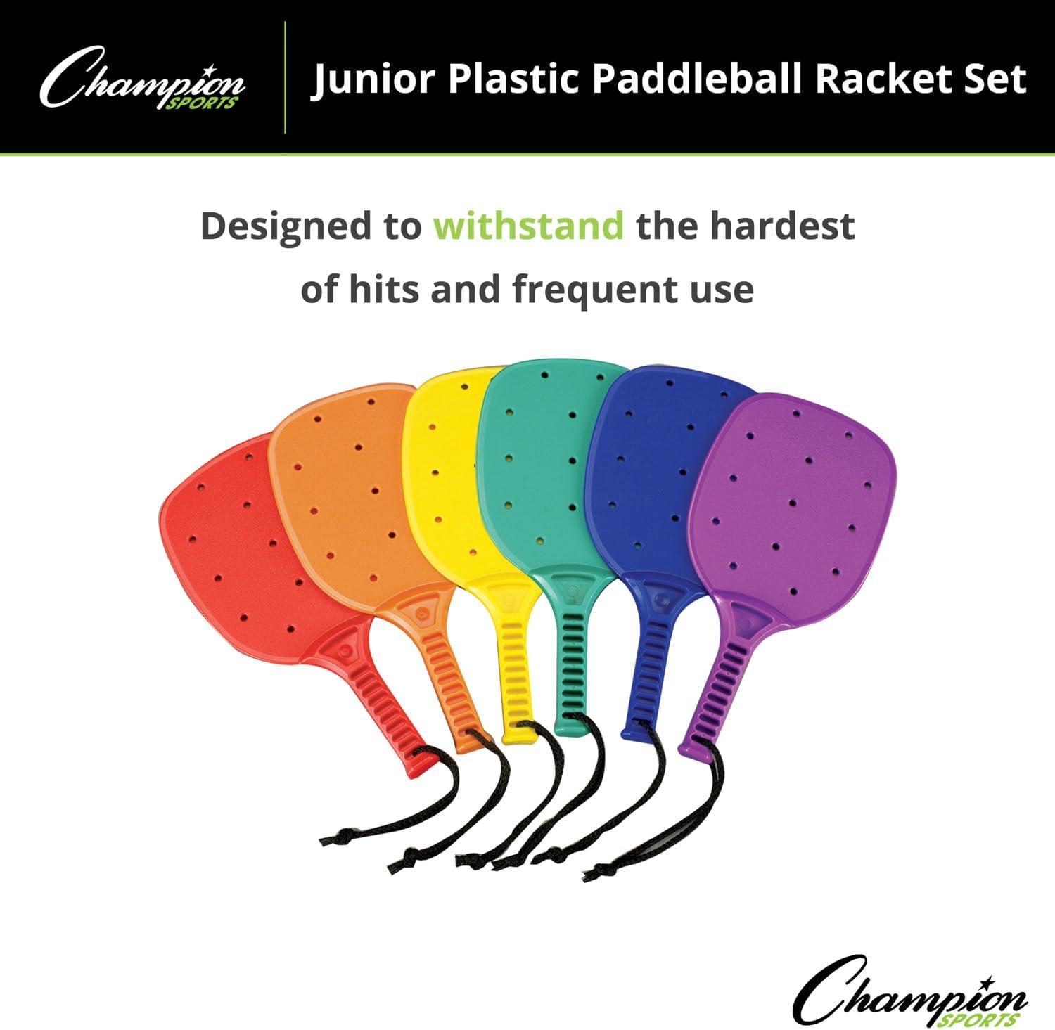 image:imageChampion Sports Plastic amp Foam Racket Sets Durable Lightweight Paddles for Youth Play amp PE Paddleball RacquetballJunior Plastic Paddleball Set of 6