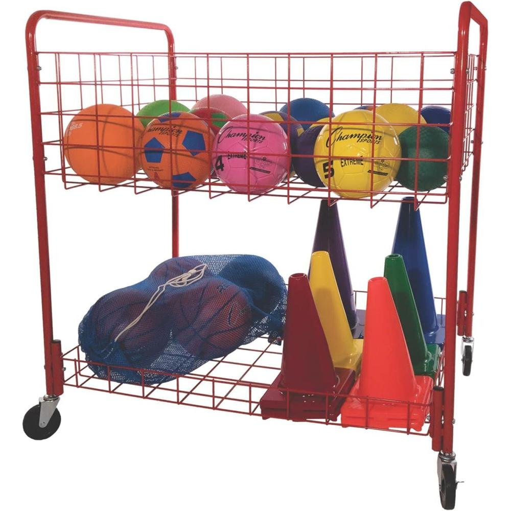 image:imageChampion Sports Back Ease Storage Cart Raised OpenTop Steel Organizer with Large Casters for Gym amp Training Equipment
